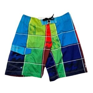 Billabong Boardshorts Mens 38 (actual 36) Checkered Stretch Beach Swim Shorts